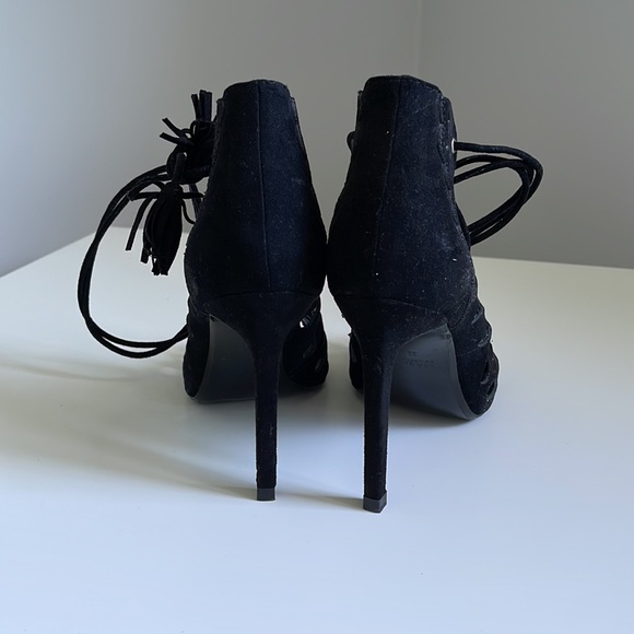 Zara black suede lace up heels. - Picture 3 of 6